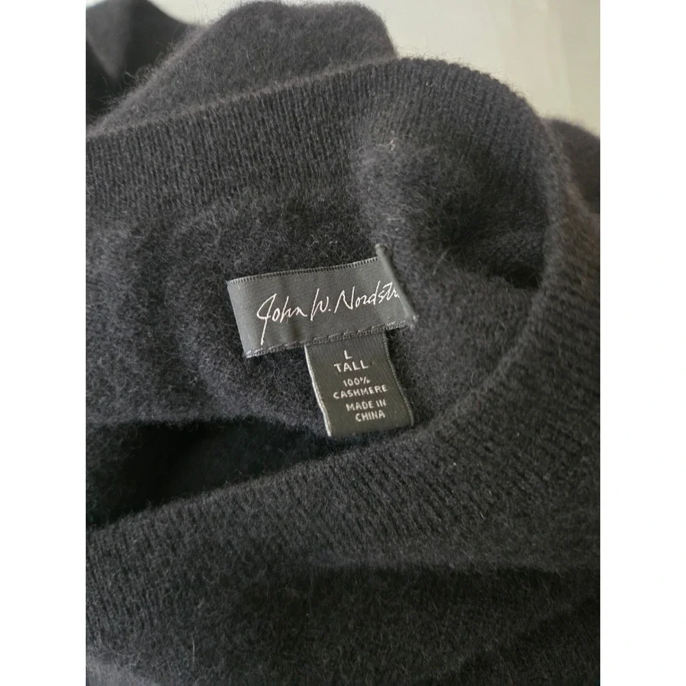 V Neck Sweater Men L Tall Black 100% Cashmere Pullover Knit Minimalist Old Money
